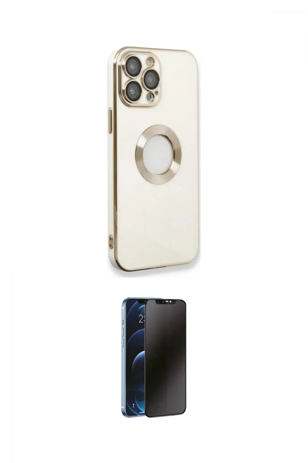 ieg™ iPhone 13 Pro Max Kılıf İz Form Serisi - Siyah 3D Antistatik Hayalet Cam Ekran Koruyucu