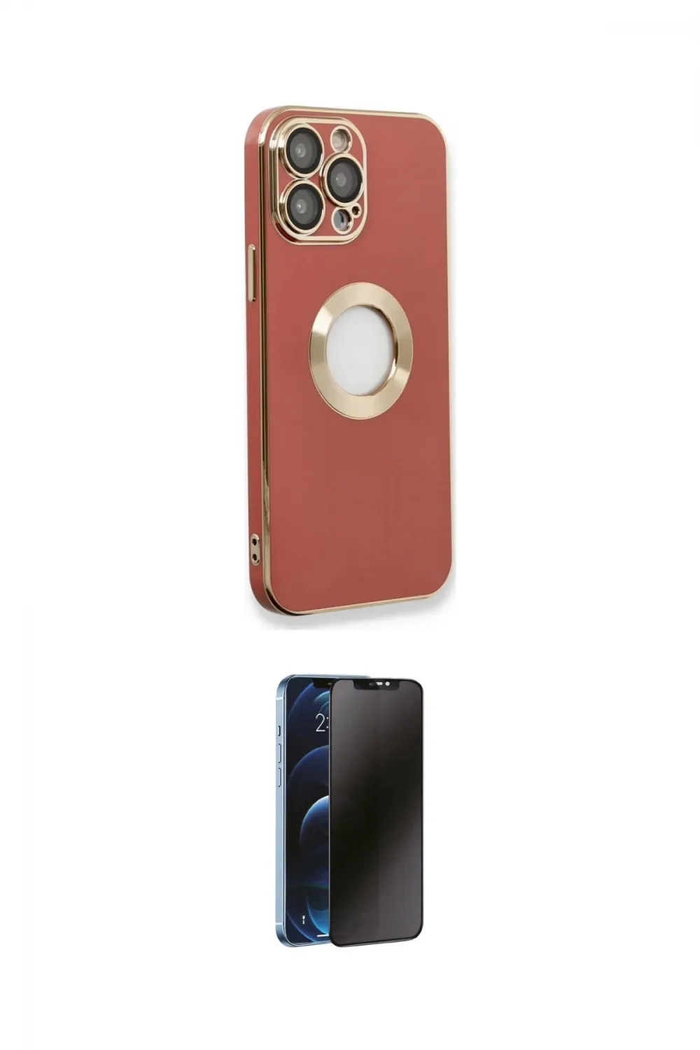 ieg™ iPhone 13 Pro Max Kılıf İz Form Serisi - Siyah 3D Antistatik Hayalet Cam Ekran Koruyucu