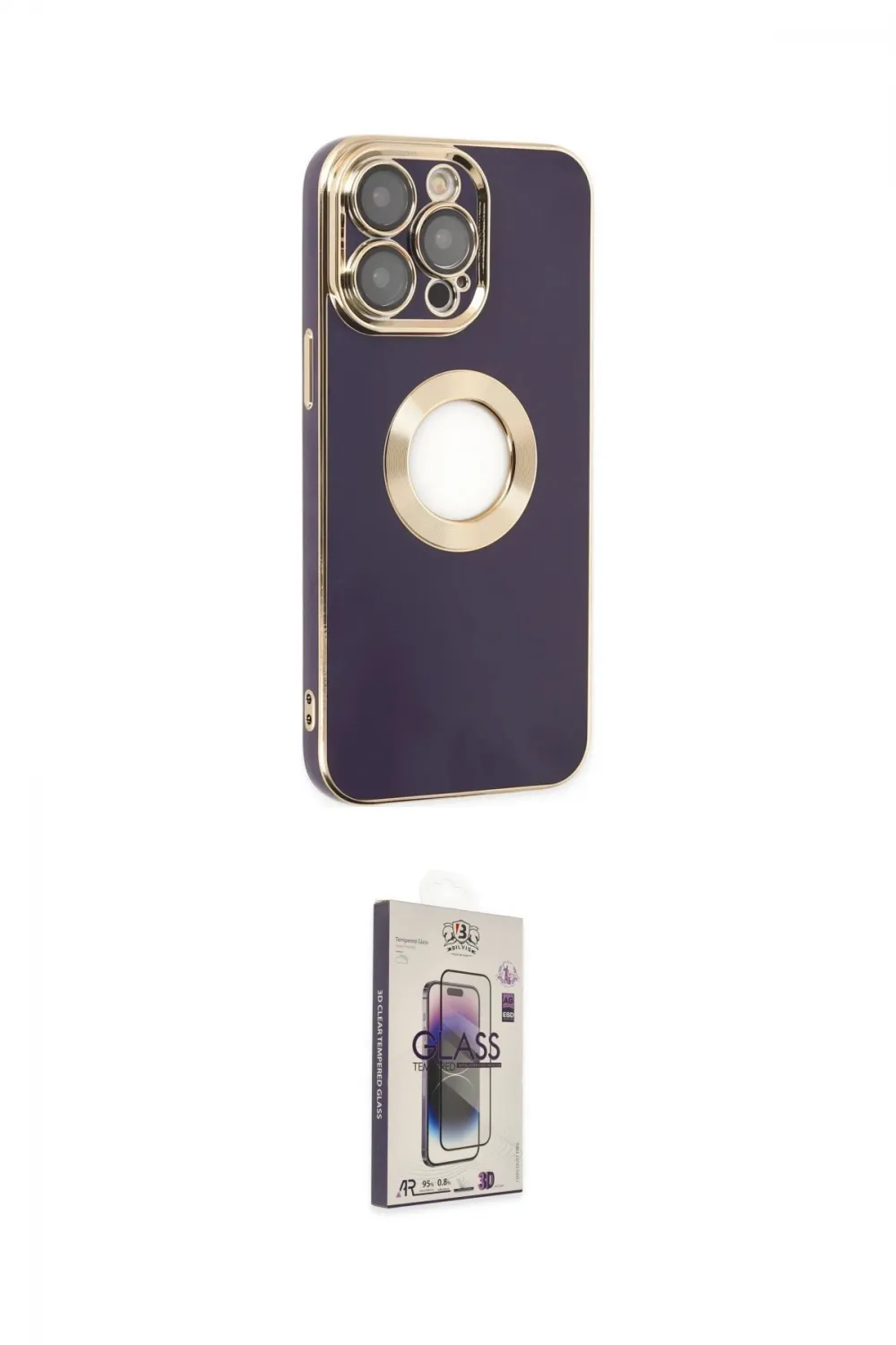 ieg™ iPhone 13 Pro Max Kılıf İz Form Serisi - Siyah Bilvis 3D Cam Ekran Koruyucu