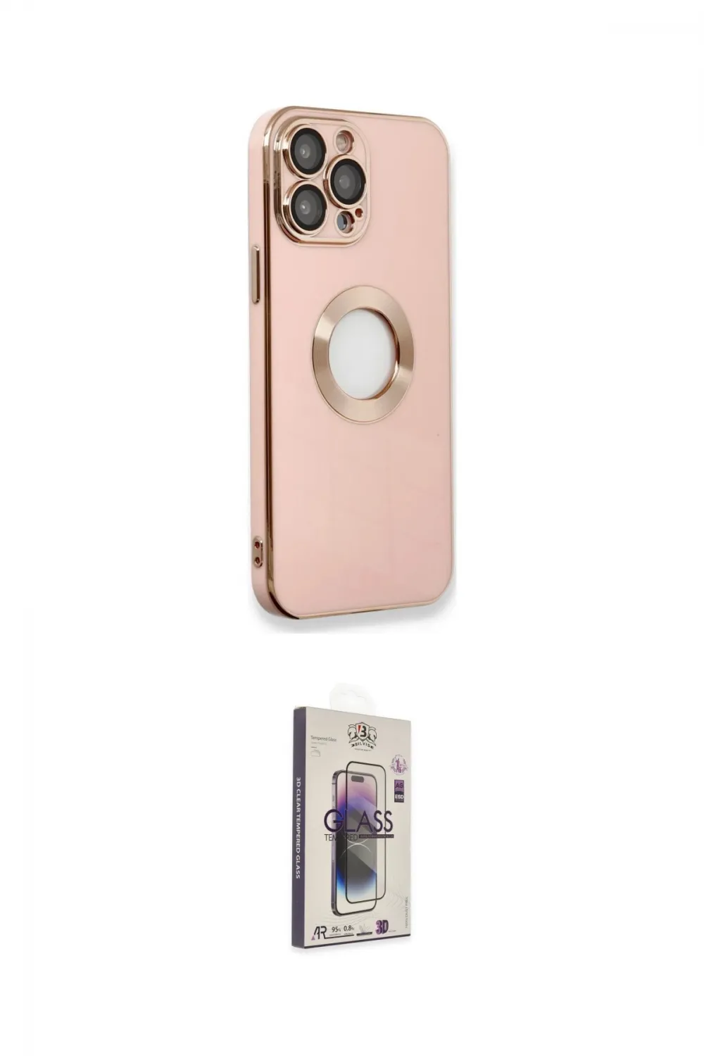 ieg™ iPhone 13 Pro Max Kılıf İz Form Serisi - Siyah Bilvis 3D Cam Ekran Koruyucu
