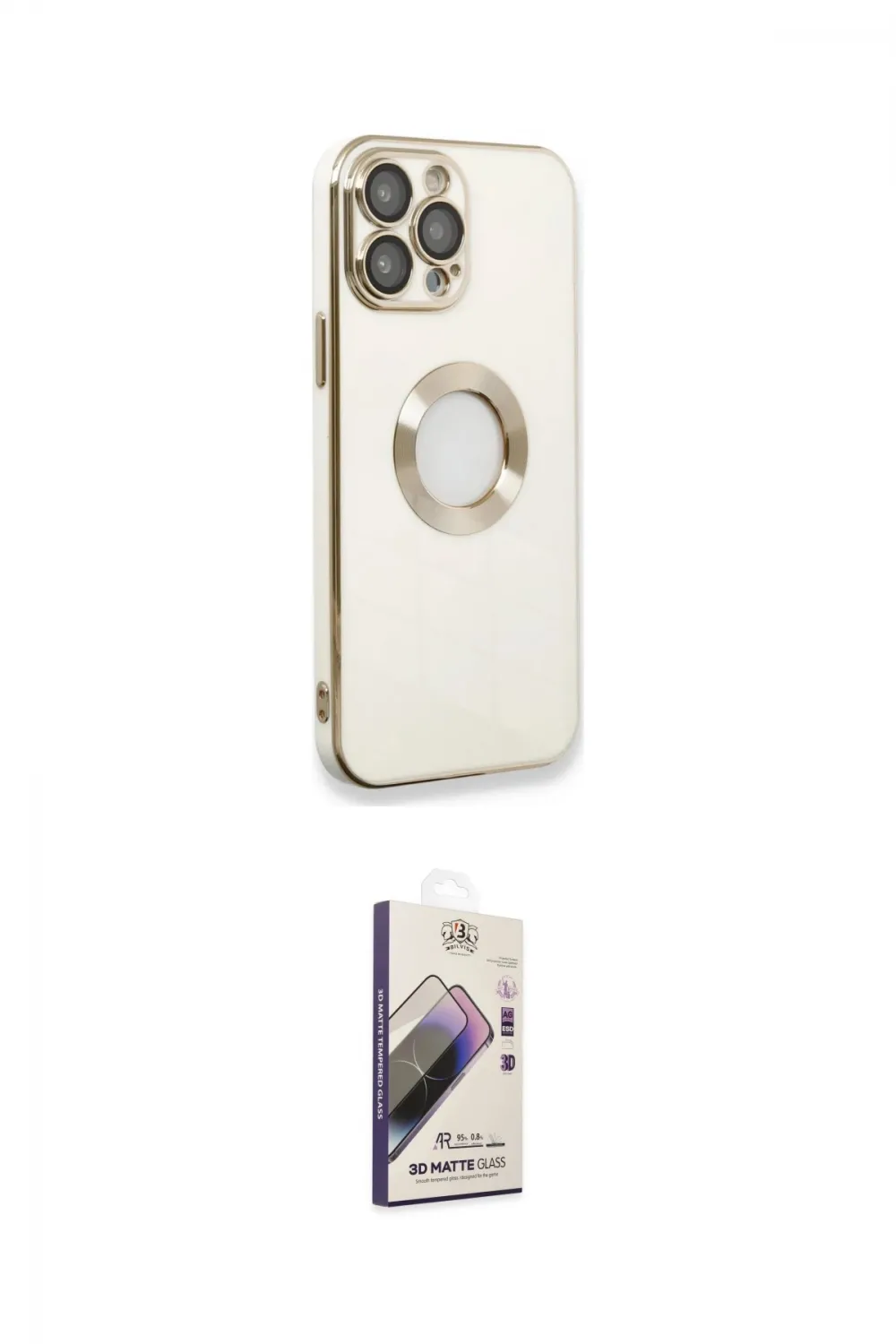ieg™ iPhone 13 Pro Max Kılıf İz Form Serisi - Siyah Bilvis 3D Mat Cam Ekran Koruyucu