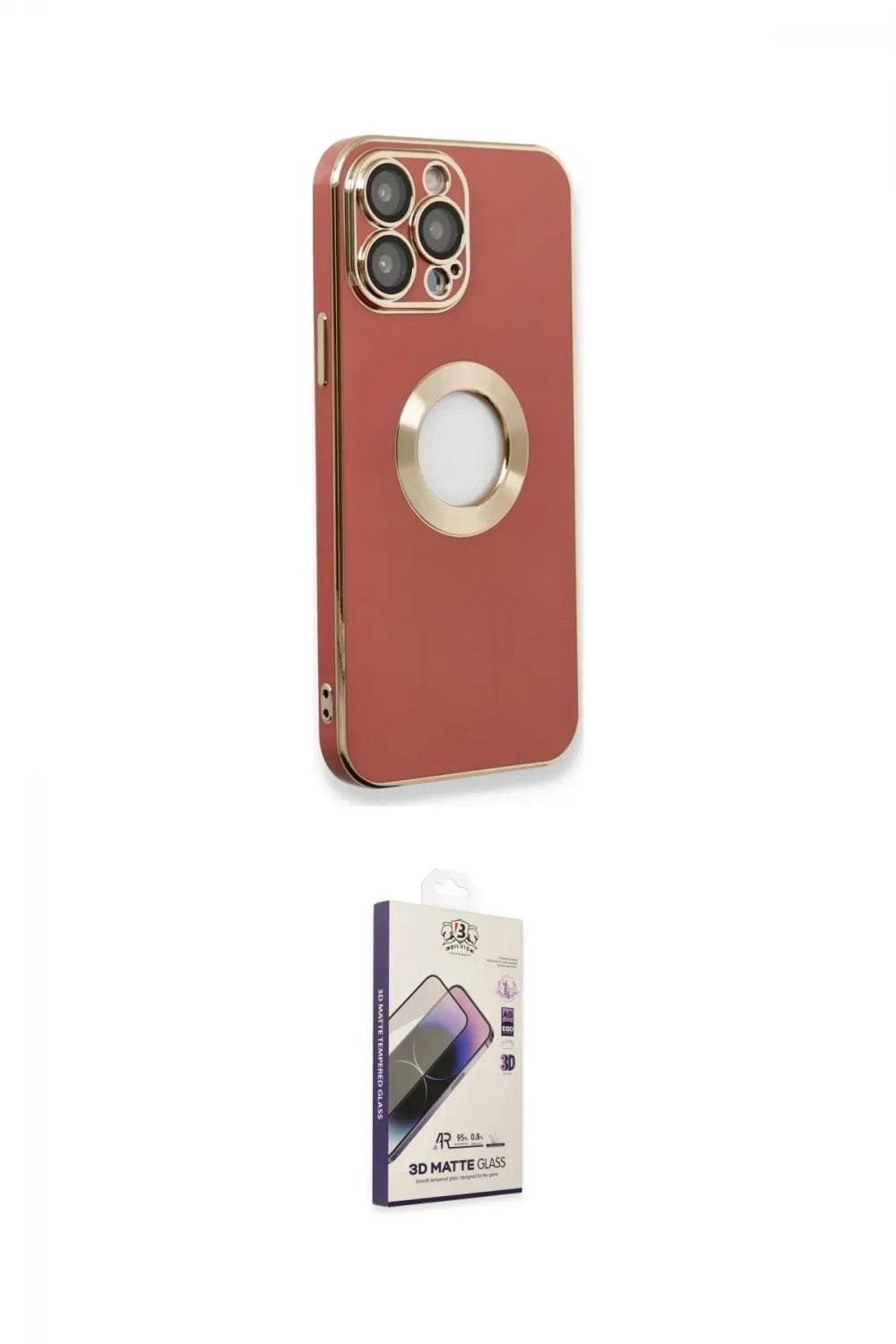 ieg™ iPhone 13 Pro Max Kılıf İz Form Serisi - Siyah Bilvis 3D Mat Cam Ekran Koruyucu