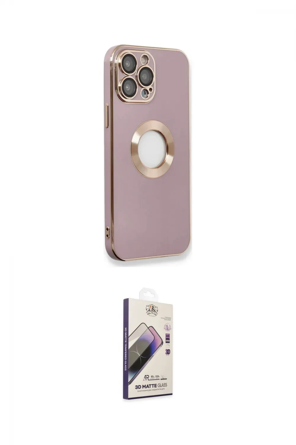 ieg™ iPhone 13 Pro Max Kılıf İz Form Serisi - Siyah Bilvis 3D Mat Cam Ekran Koruyucu