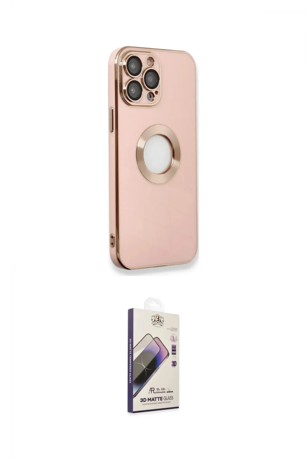 ieg™ iPhone 13 Pro Max Kılıf İz Form Serisi - Siyah Bilvis 3D Mat Cam Ekran Koruyucu