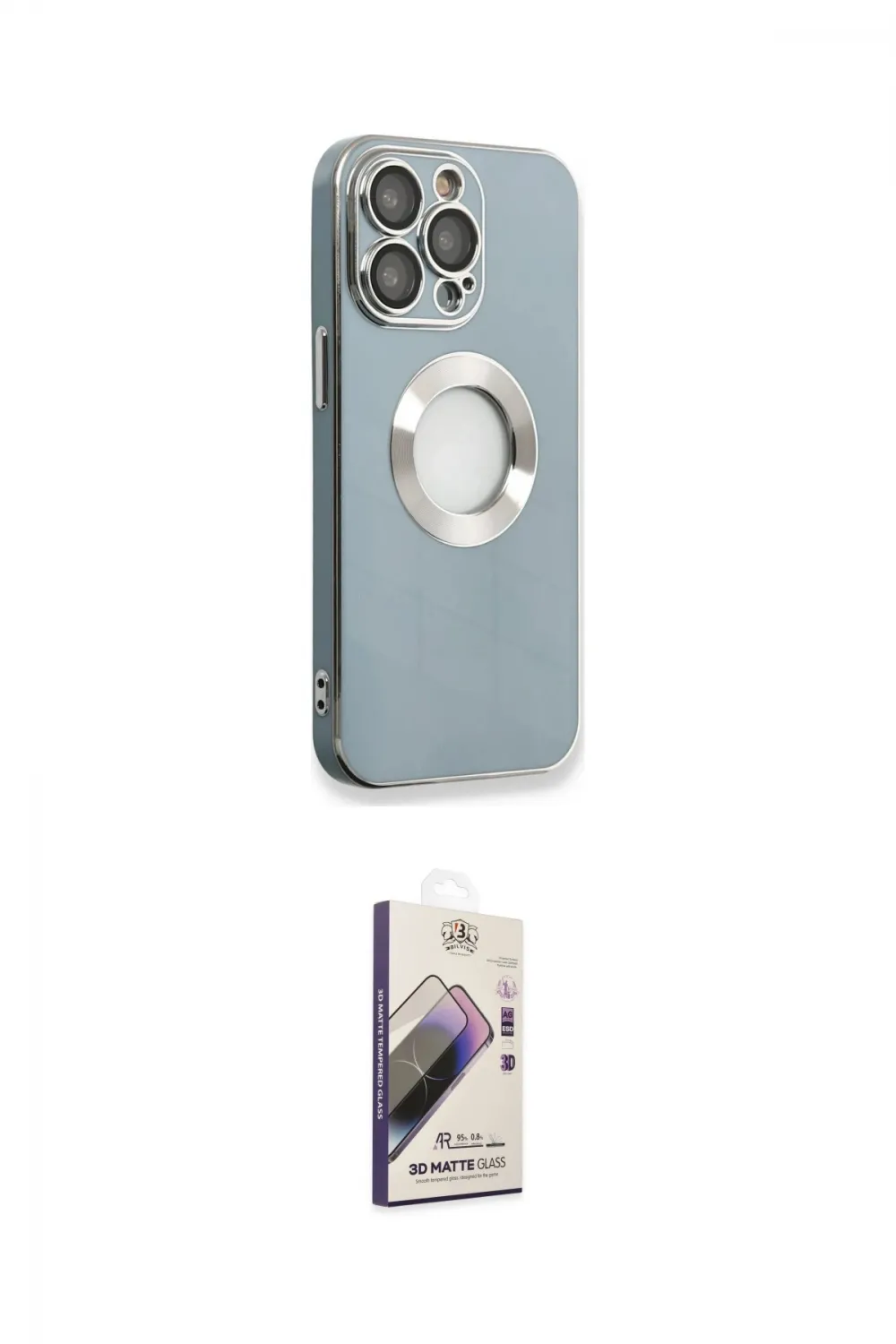 ieg™ iPhone 13 Pro Max Kılıf İz Form Serisi - Siyah Bilvis 3D Mat Cam Ekran Koruyucu