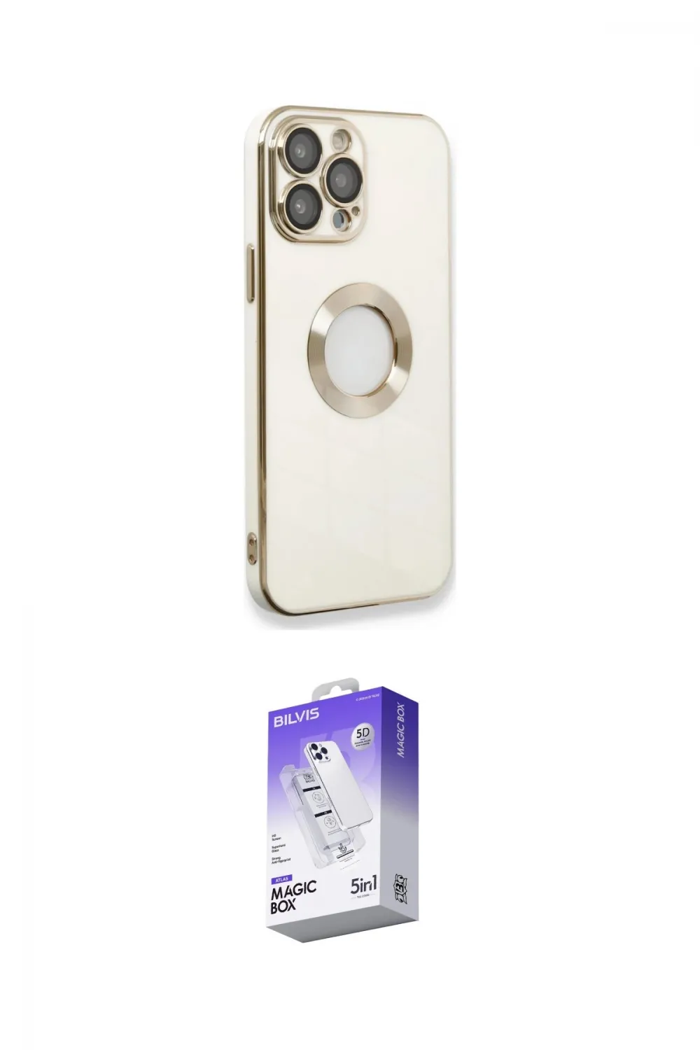 ieg™ iPhone 13 Pro Max Kılıf İz Form Serisi - Siyah Bilvis 5in1 3D Magic Cam Ekran Koruyucu