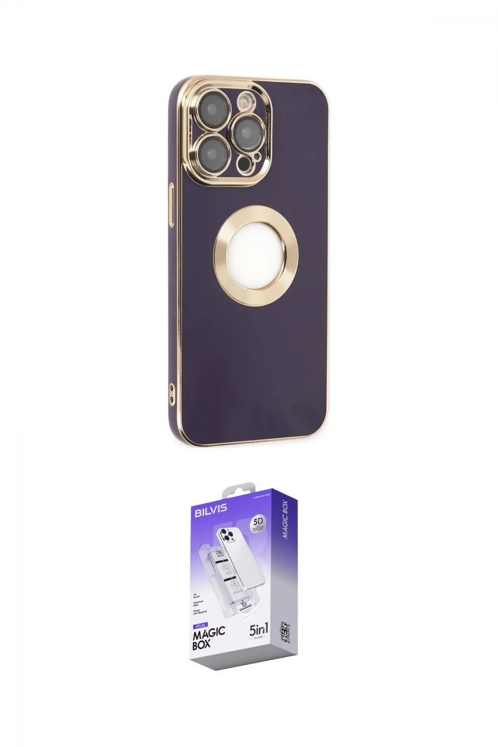 ieg™ iPhone 13 Pro Max Kılıf İz Form Serisi - Siyah Bilvis 5in1 3D Magic Cam Ekran Koruyucu