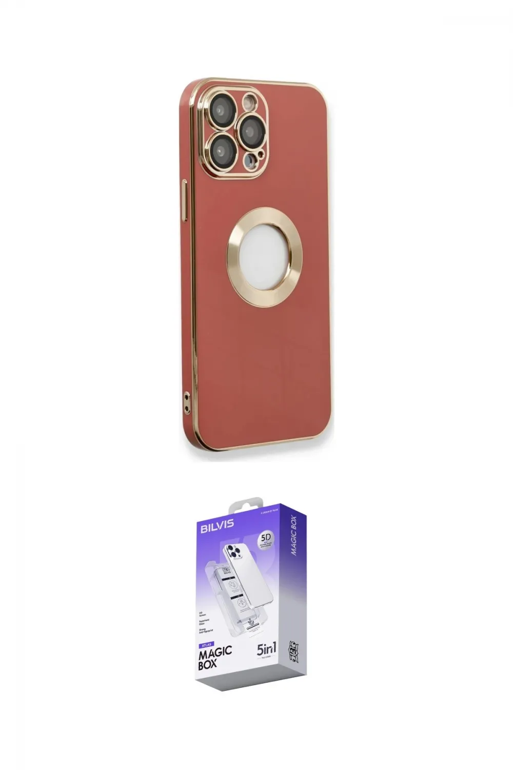 ieg™ iPhone 13 Pro Max Kılıf İz Form Serisi - Siyah Bilvis 5in1 3D Magic Cam Ekran Koruyucu