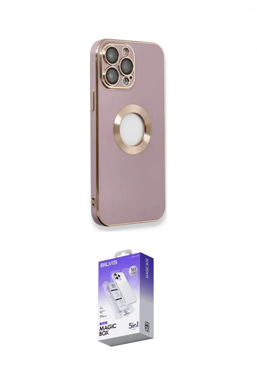 ieg™ iPhone 13 Pro Max Kılıf İz Form Serisi - Siyah Bilvis 5in1 3D Magic Cam Ekran Koruyucu