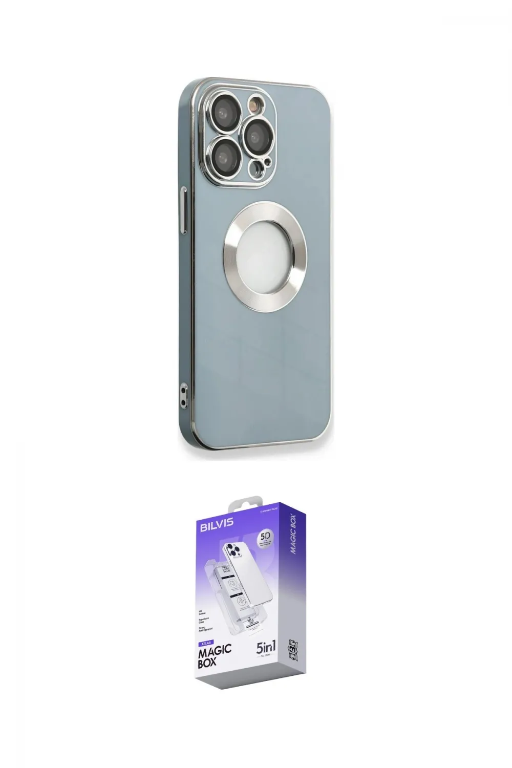 ieg™ iPhone 13 Pro Max Kılıf İz Form Serisi - Siyah Bilvis 5in1 3D Magic Cam Ekran Koruyucu