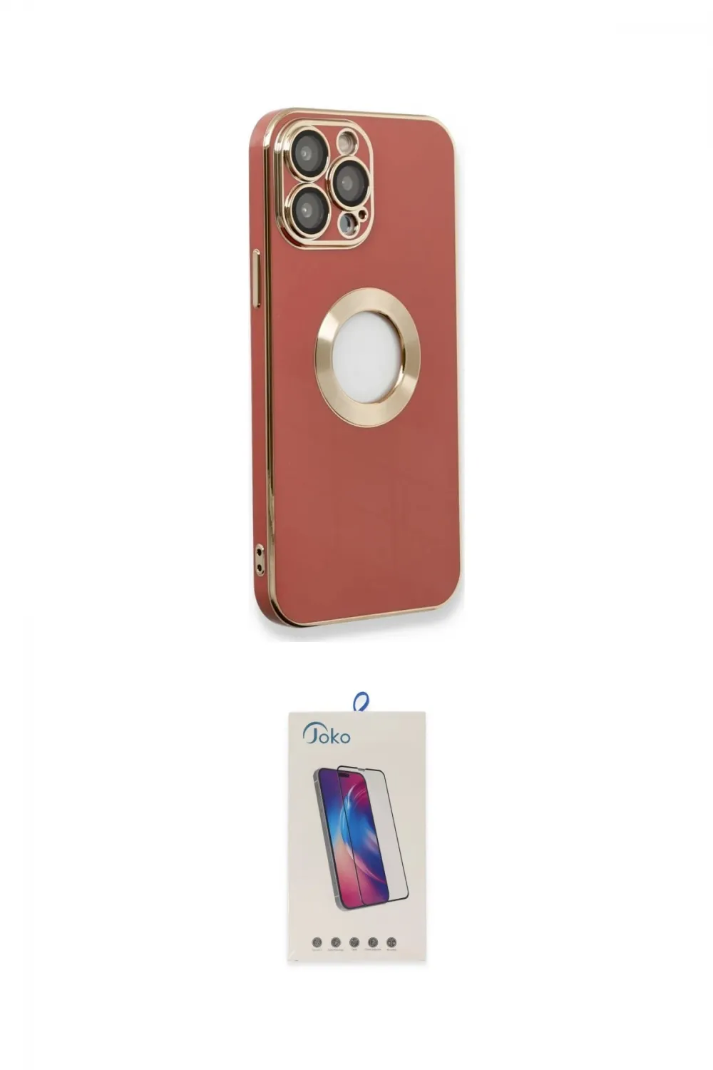 ieg™ iPhone 13 Pro Max Kılıf İz Form Serisi - Siyah Joko 5D Cam