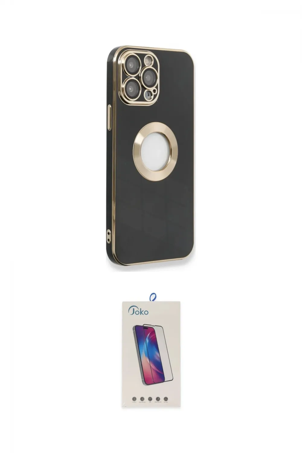 ieg™ iPhone 13 Pro Max Kılıf İz Form Serisi - Siyah Joko 5D Cam