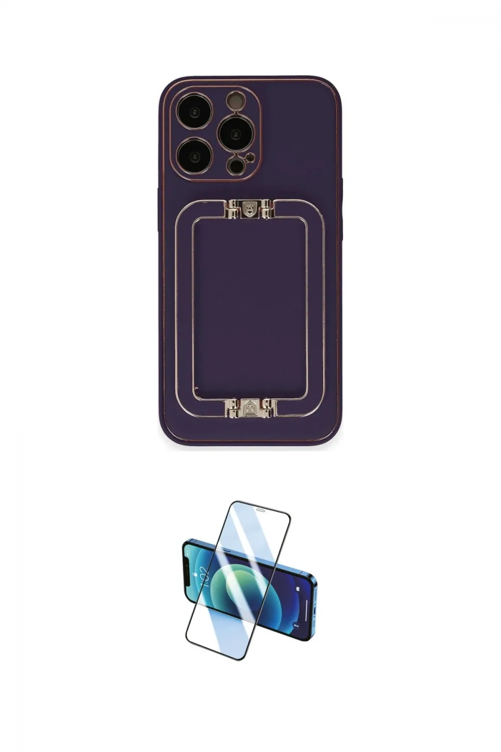 ieg™ iPhone 13 Pro Max Kılıf Kozmos Minimal Prime - Siyah 3D Antistatik Cam Ekran Koruyucu