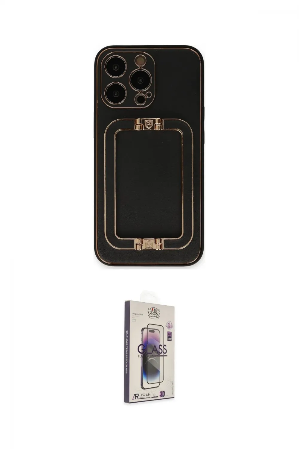 ieg™ iPhone 13 Pro Max Kılıf Kozmos Minimal Prime - Siyah Bilvis 3D Cam Ekran Koruyucu
