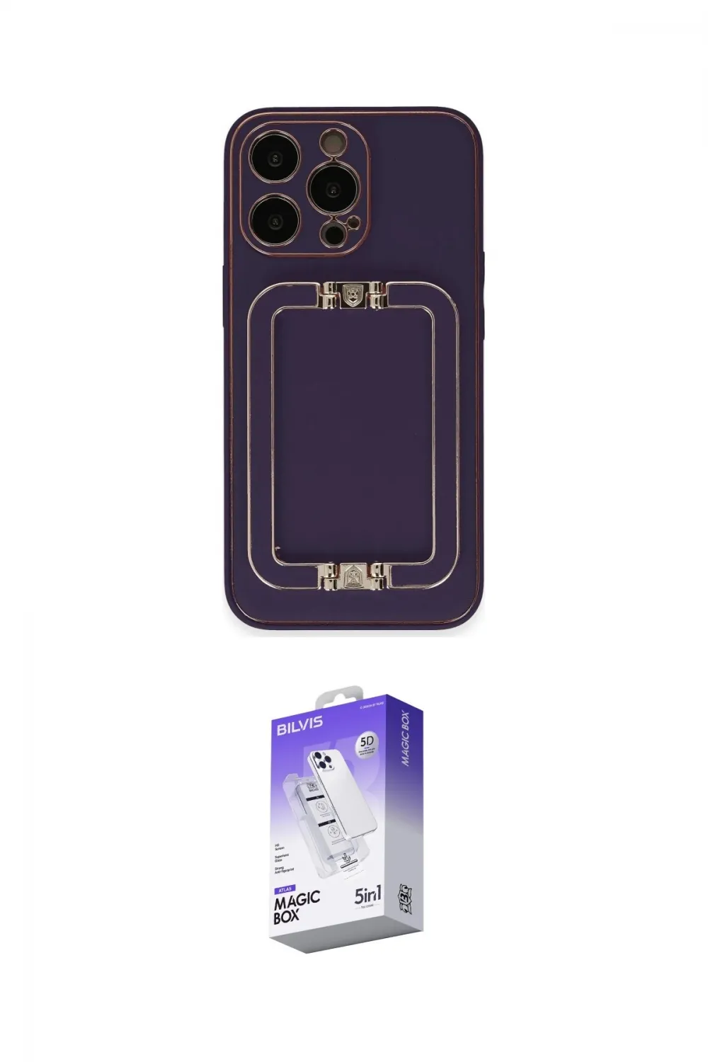 ieg™ iPhone 13 Pro Max Kılıf Kozmos Minimal Prime - Siyah Bilvis 5in1 3D Magic Cam Ekran Koruyucu