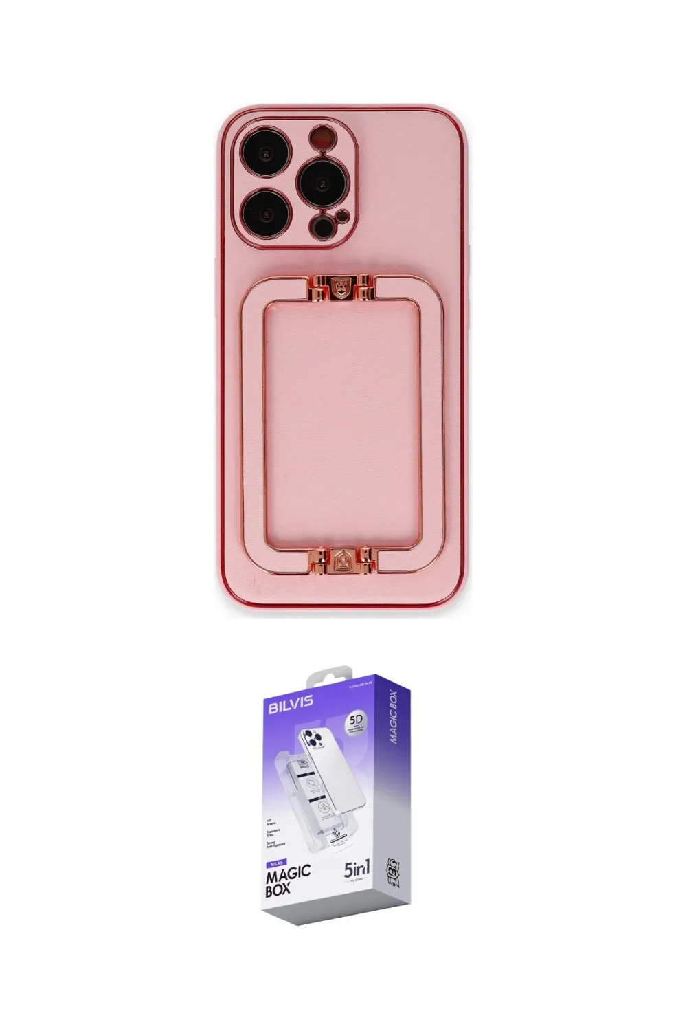 ieg™ iPhone 13 Pro Max Kılıf Kozmos Minimal Prime - Siyah Bilvis 5in1 3D Magic Cam Ekran Koruyucu