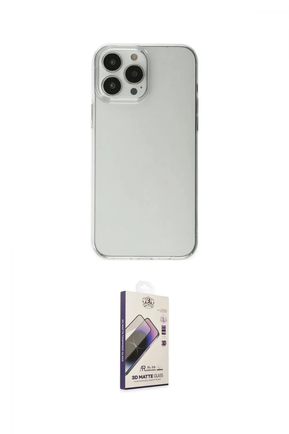 ieg™ iPhone 13 Pro Max Kılıf Kutup Doku Koleksiyonu - Siyah Bilvis 3D Mat Cam Ekran Koruyucu