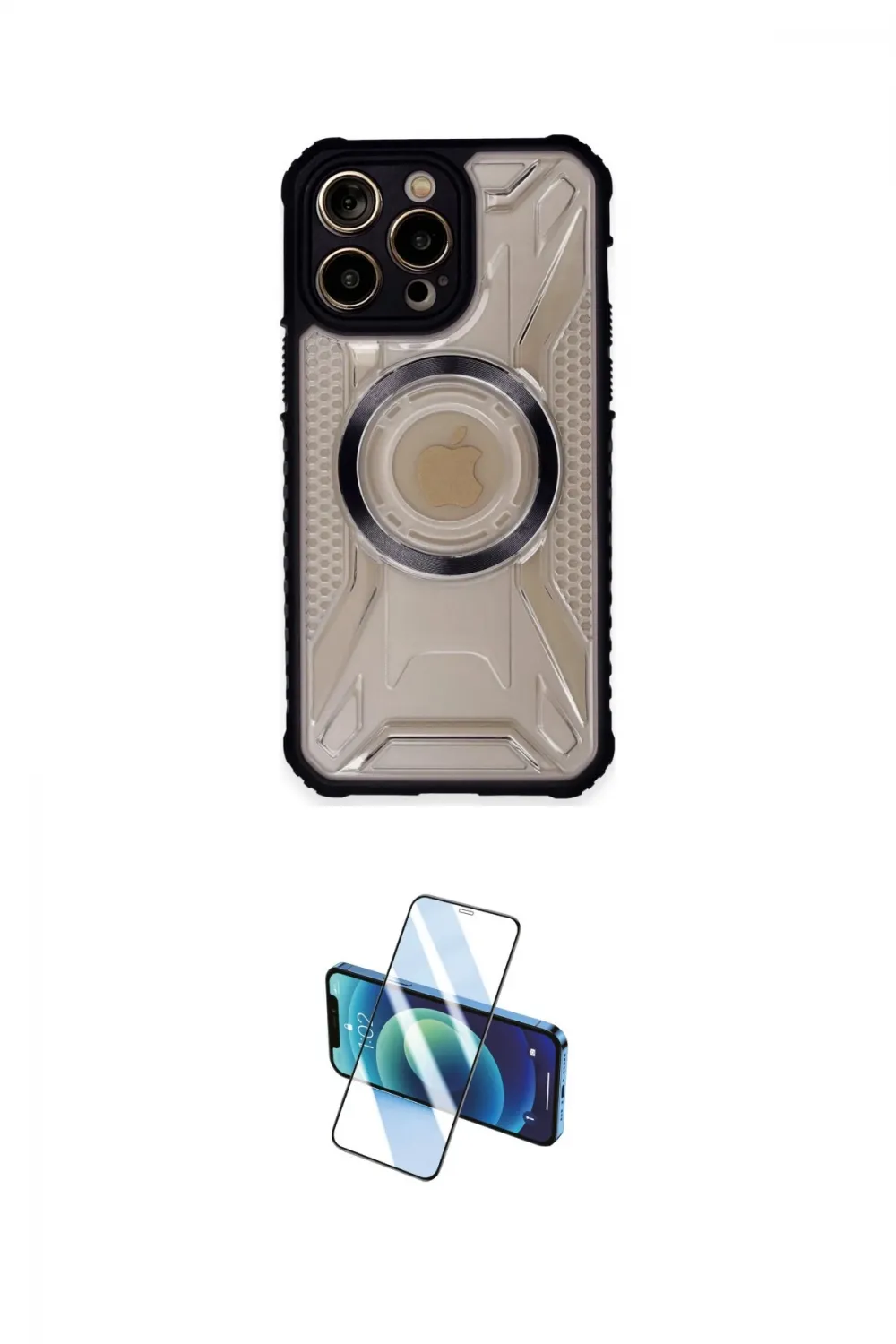 ieg™ iPhone 13 Pro Max Kılıf Kutup Modern - Siyah 3D Antistatik Cam Ekran Koruyucu