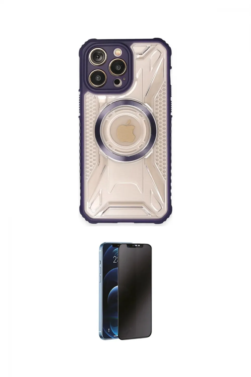 ieg™ iPhone 13 Pro Max Kılıf Kutup Modern - Siyah 3D Antistatik Hayalet Cam Ekran Koruyucu