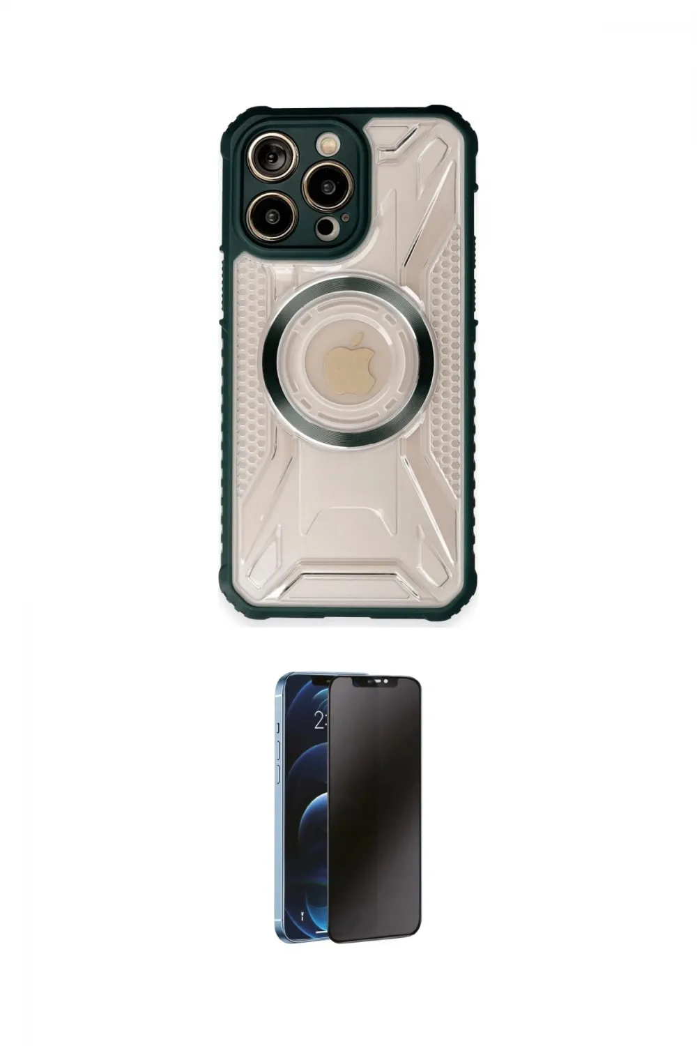 ieg™ iPhone 13 Pro Max Kılıf Kutup Modern - Siyah 3D Antistatik Hayalet Cam Ekran Koruyucu