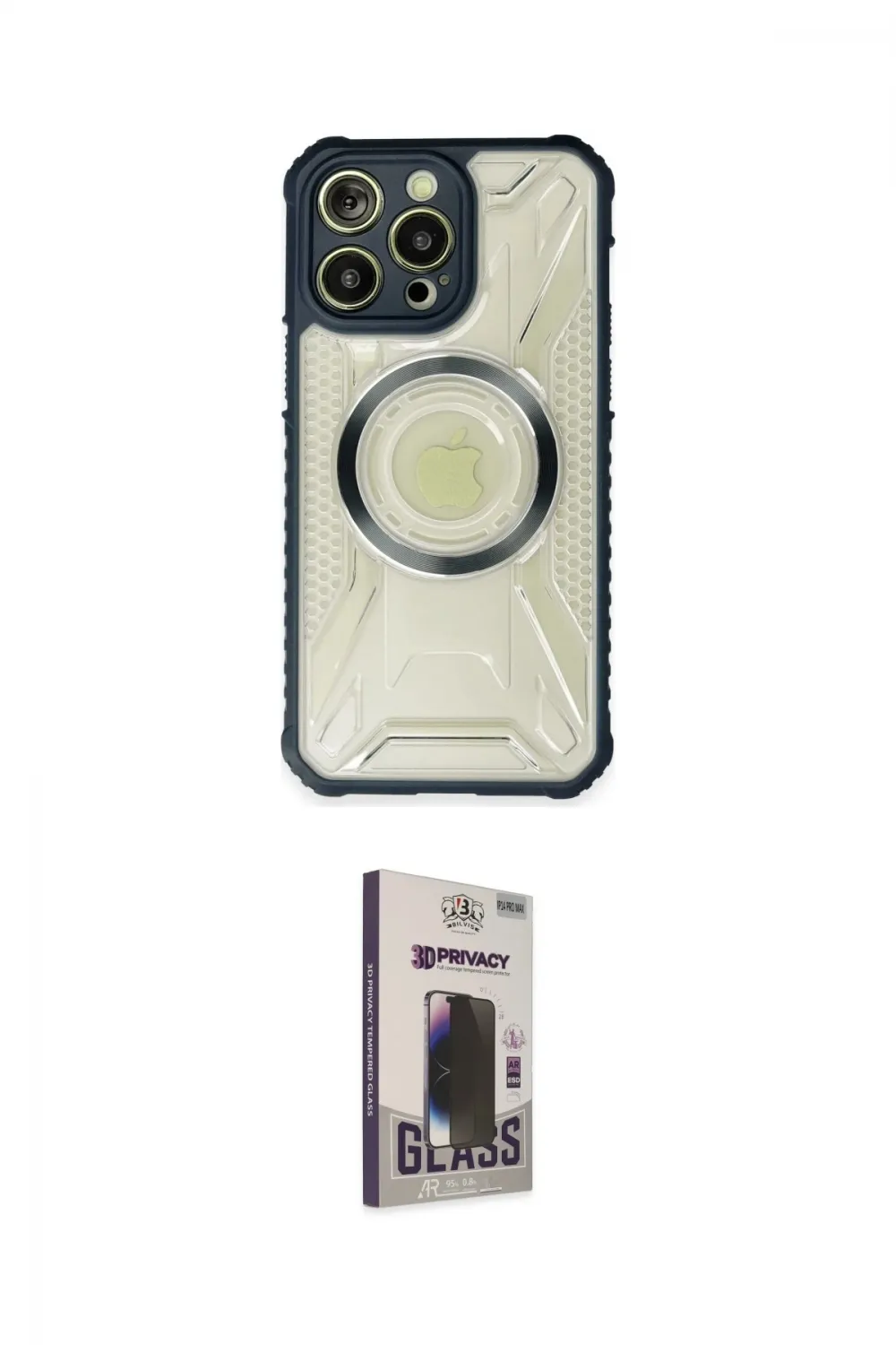 ieg™ iPhone 13 Pro Max Kılıf Kutup Modern - Siyah Bilvis Hayalet Cam Ekran Koruyucu