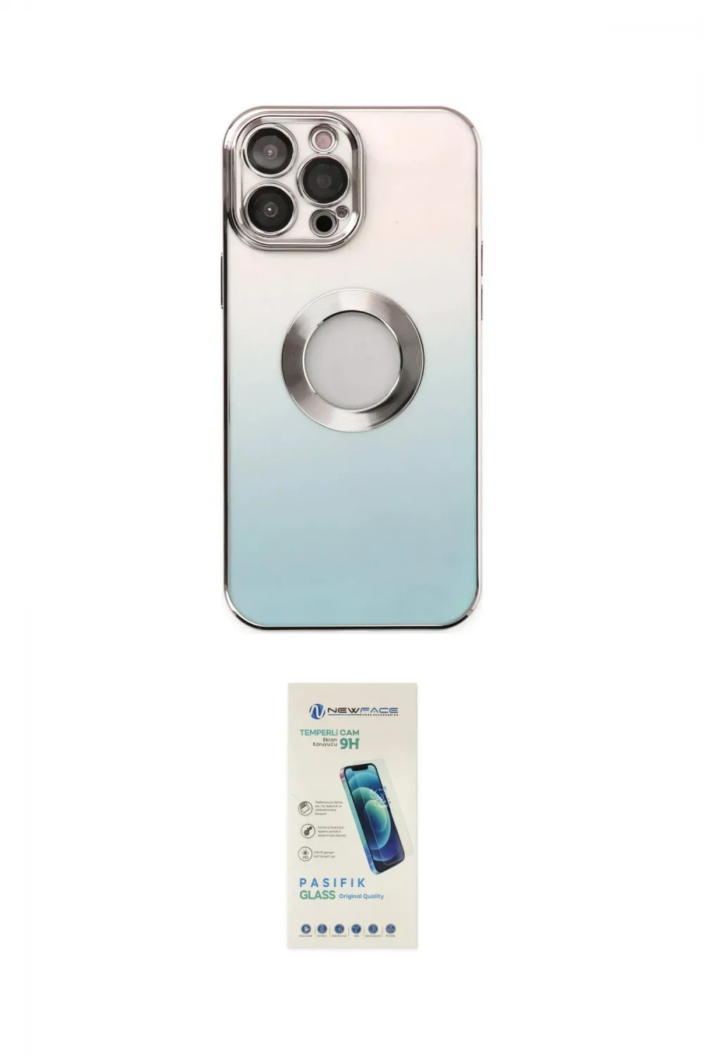 ieg™ iPhone 13 Pro Max Kılıf Kutup Yansıma Özel Seri - Şeffaf Pasifik Cam Ekran Koruyucu