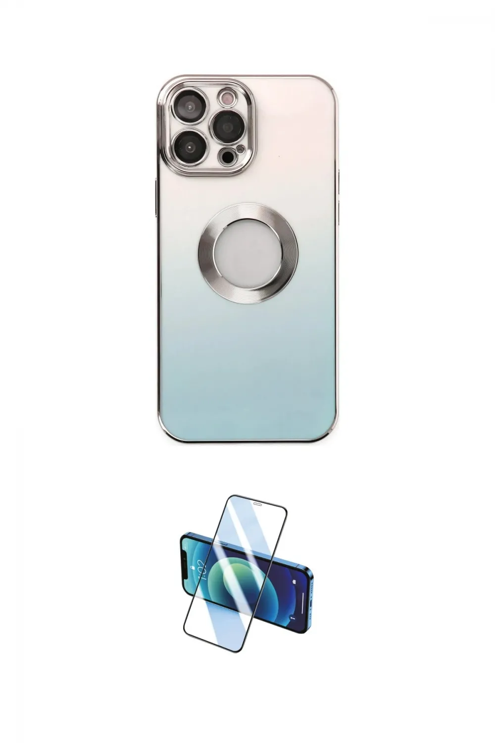 ieg™ iPhone 13 Pro Max Kılıf Kutup Yansıma Özel Seri - Siyah 3D Antistatik Cam Ekran Koruyucu