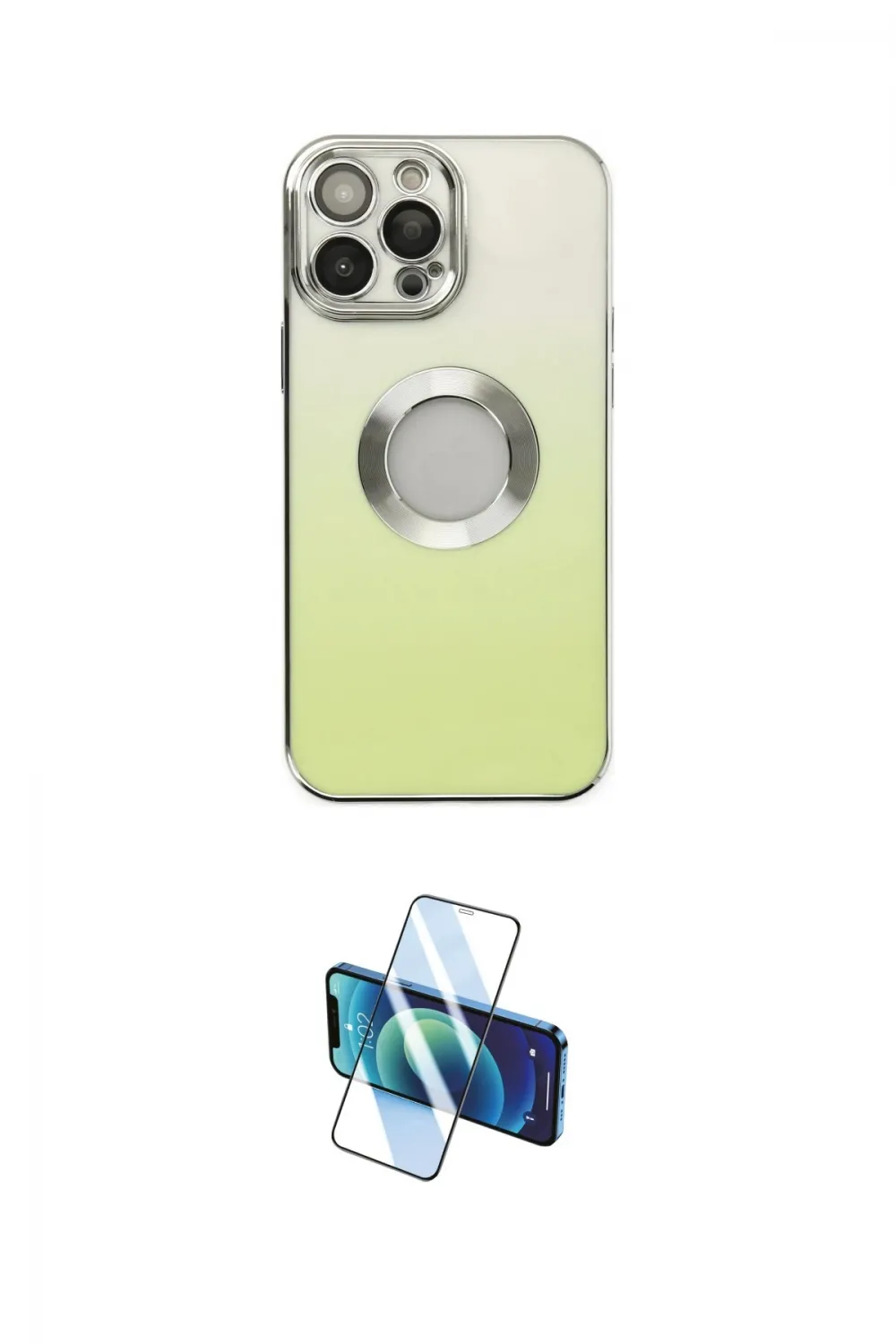 ieg™ iPhone 13 Pro Max Kılıf Kutup Yansıma Özel Seri - Siyah 3D Antistatik Cam Ekran Koruyucu