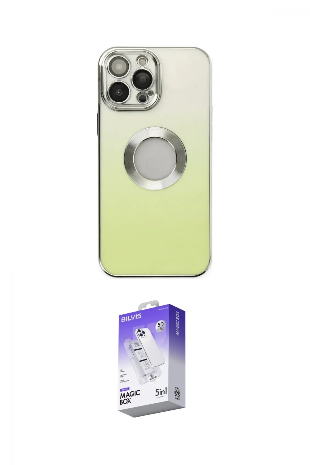ieg™ iPhone 13 Pro Max Kılıf Kutup Yansıma Özel Seri - Siyah Bilvis 5in1 3D Magic Cam Ekran Koruyucu