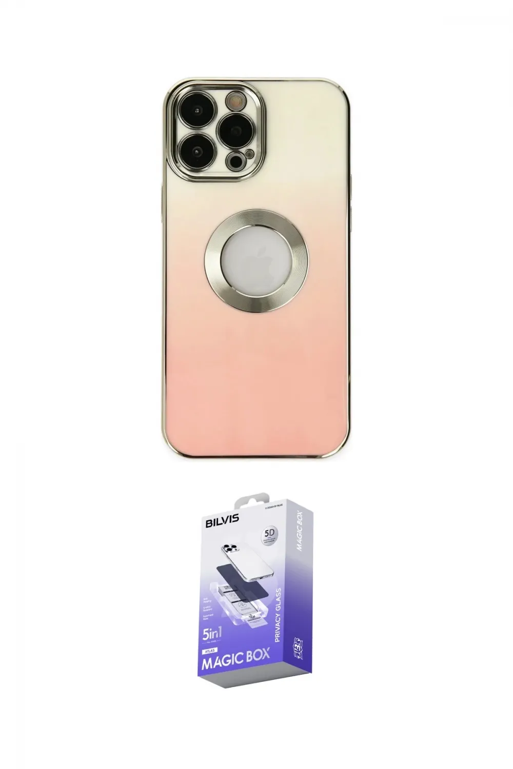 ieg™ iPhone 13 Pro Max Kılıf Kutup Yansıma Özel Seri - Siyah Bilvis 5in1 5D Magic Hayalet Cam Ekran Koruyucu