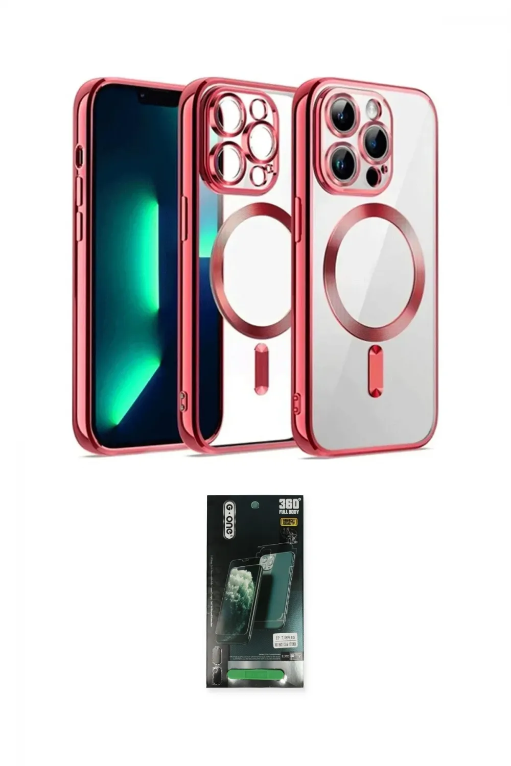 ieg™ iPhone 13 Pro Max Kılıf Nova Işık Özel Seri - Şeffaf 360 Full Body Arka Koruyucu