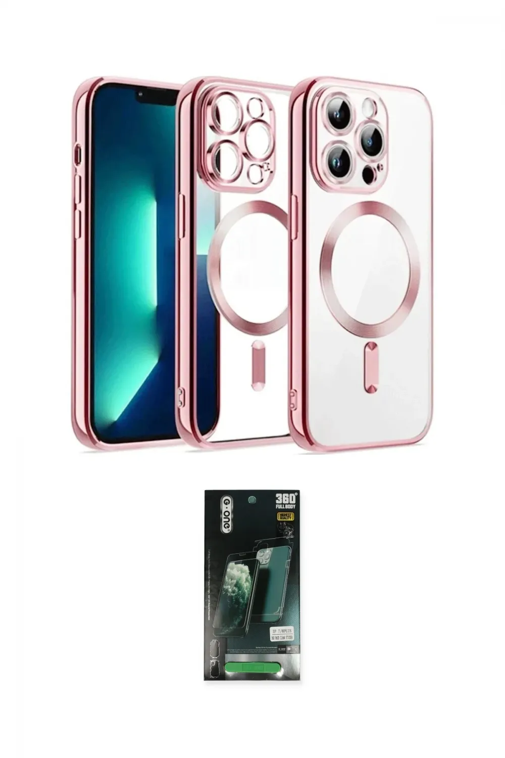 ieg™ iPhone 13 Pro Max Kılıf Nova Işık Özel Seri - Şeffaf 360 Full Body Arka Koruyucu