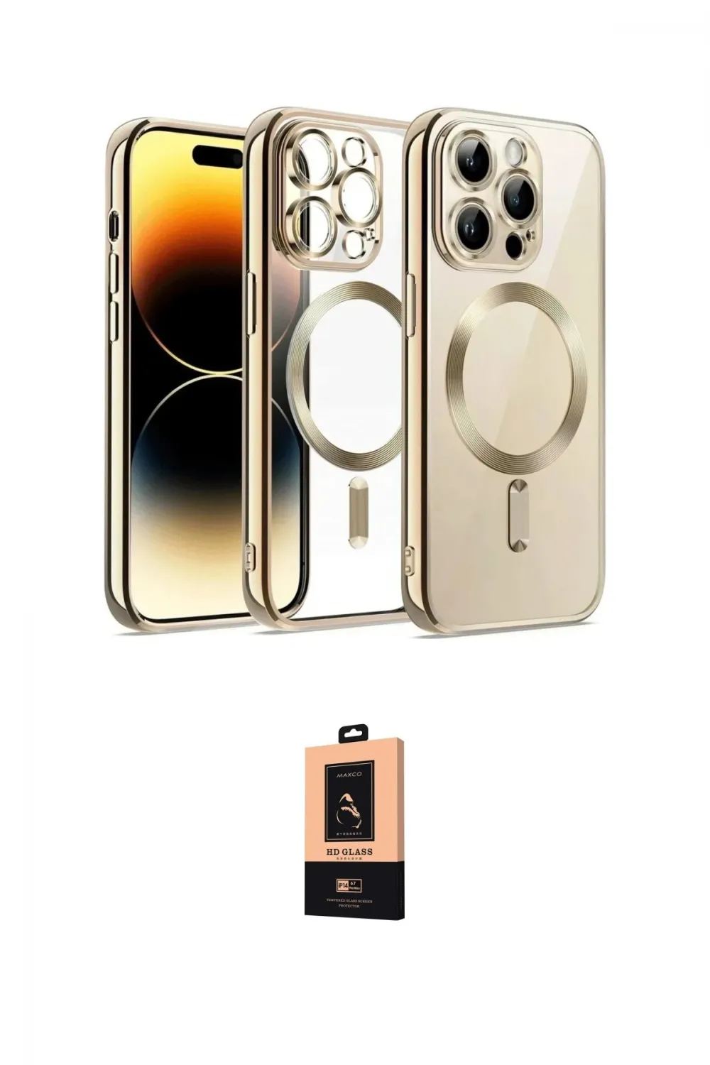 ieg™ iPhone 13 Pro Max Kılıf Nova Işık Özel Seri - Şeffaf Maxco Cam Ekran Koruyucu