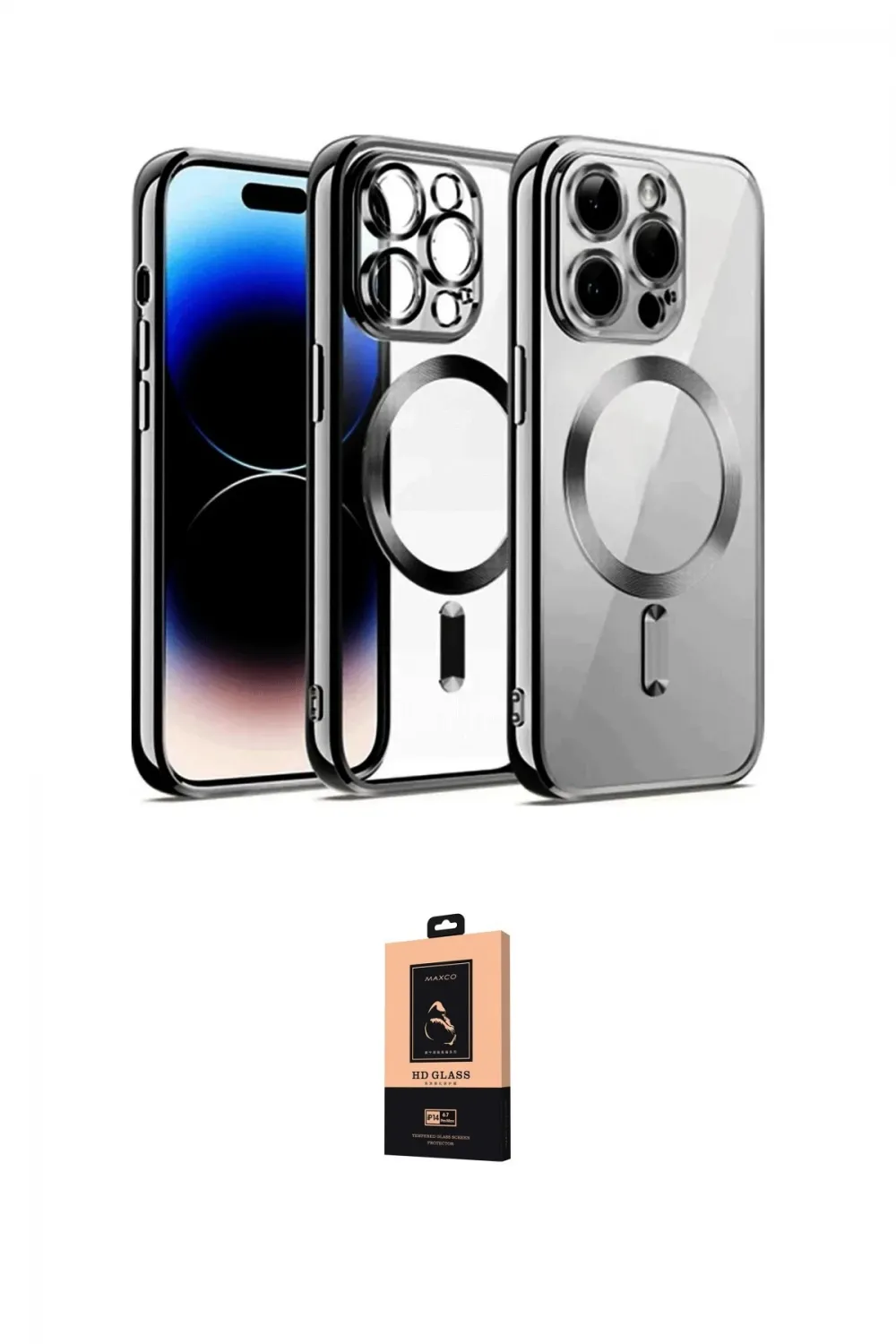 ieg™ iPhone 13 Pro Max Kılıf Nova Işık Özel Seri - Şeffaf Maxco Cam Ekran Koruyucu