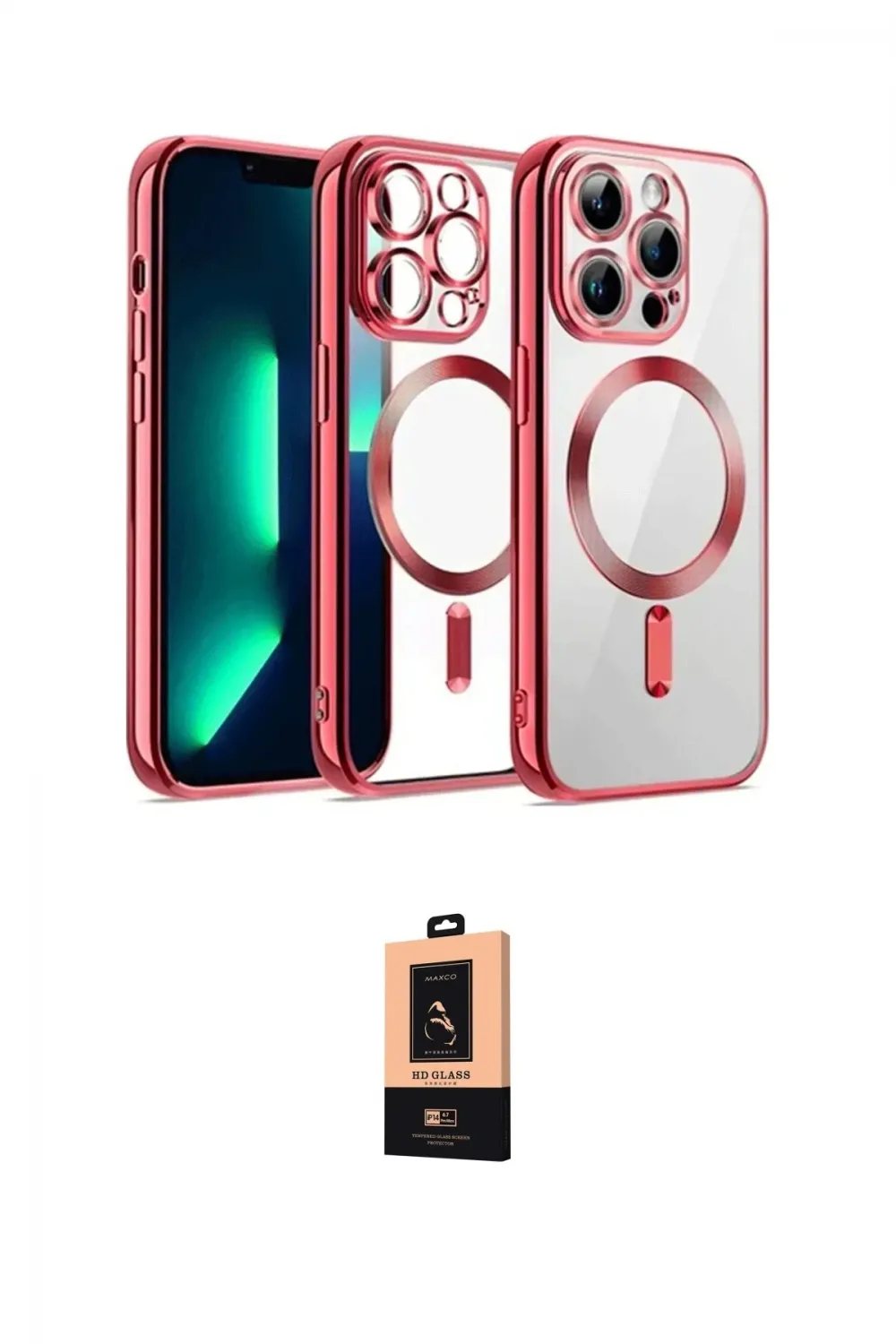ieg™ iPhone 13 Pro Max Kılıf Nova Işık Özel Seri - Şeffaf Maxco Cam Ekran Koruyucu