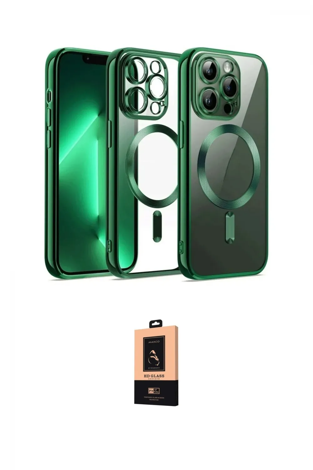 ieg™ iPhone 13 Pro Max Kılıf Nova Işık Özel Seri - Şeffaf Maxco Cam Ekran Koruyucu