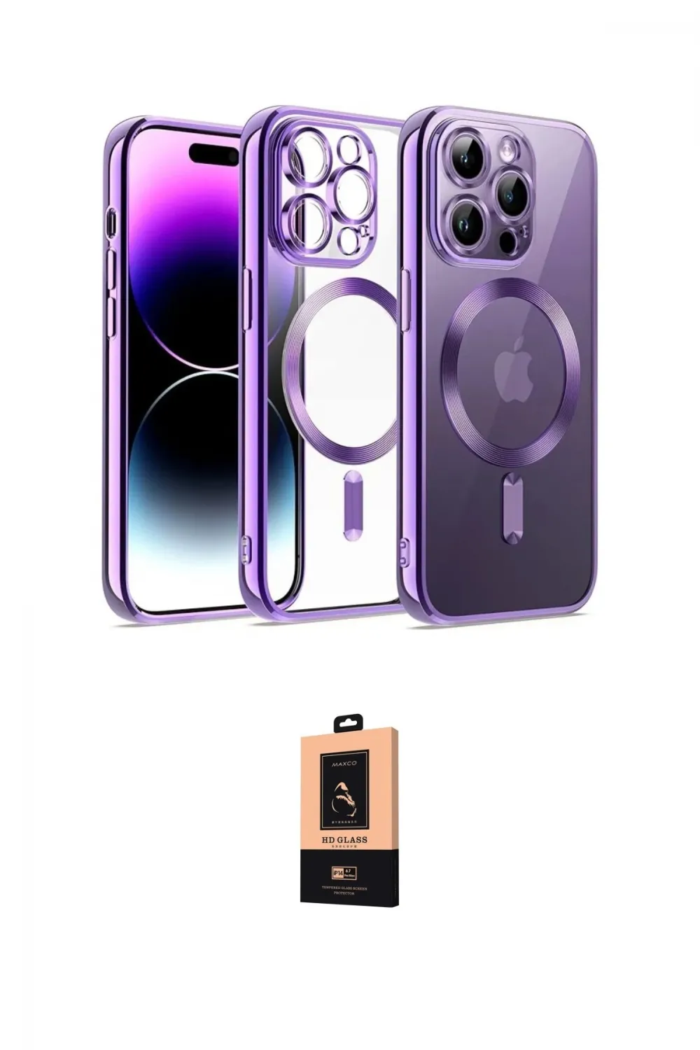 ieg™ iPhone 13 Pro Max Kılıf Nova Işık Özel Seri - Şeffaf Maxco Cam Ekran Koruyucu