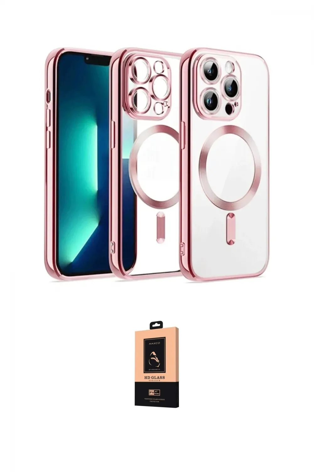 ieg™ iPhone 13 Pro Max Kılıf Nova Işık Özel Seri - Şeffaf Maxco Cam Ekran Koruyucu