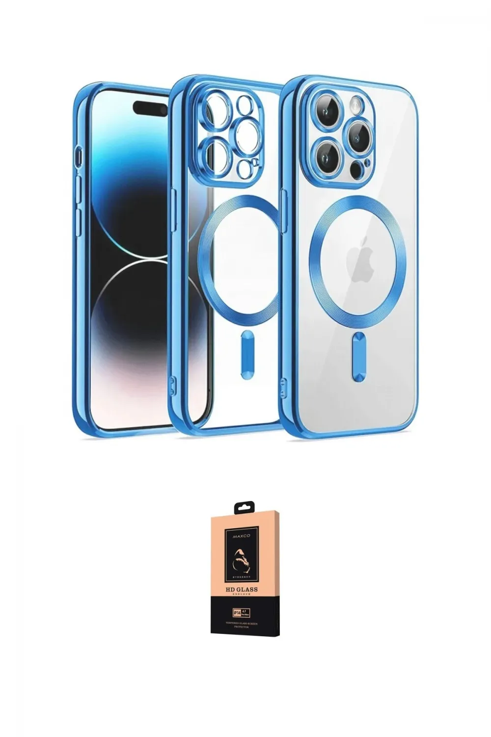 ieg™ iPhone 13 Pro Max Kılıf Nova Işık Özel Seri - Şeffaf Maxco Cam Ekran Koruyucu
