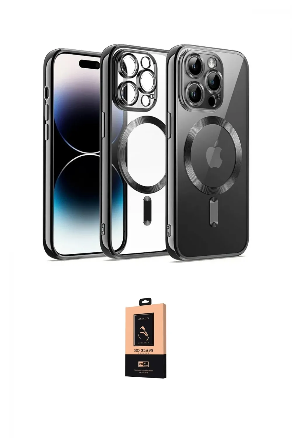 ieg™ iPhone 13 Pro Max Kılıf Nova Işık Özel Seri - Şeffaf Maxco Cam Ekran Koruyucu