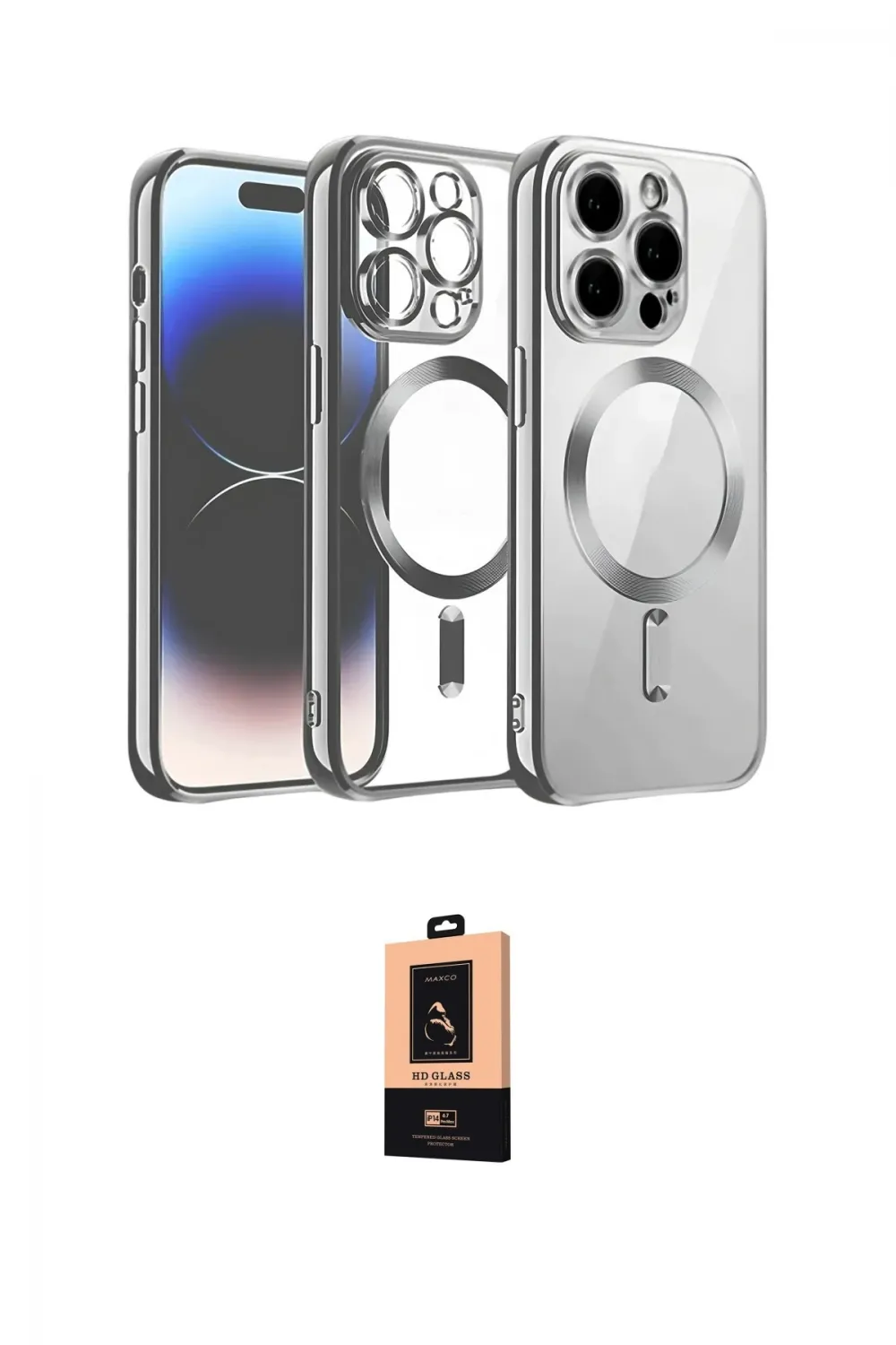 ieg™ iPhone 13 Pro Max Kılıf Nova Işık Özel Seri - Şeffaf Maxco Cam Ekran Koruyucu