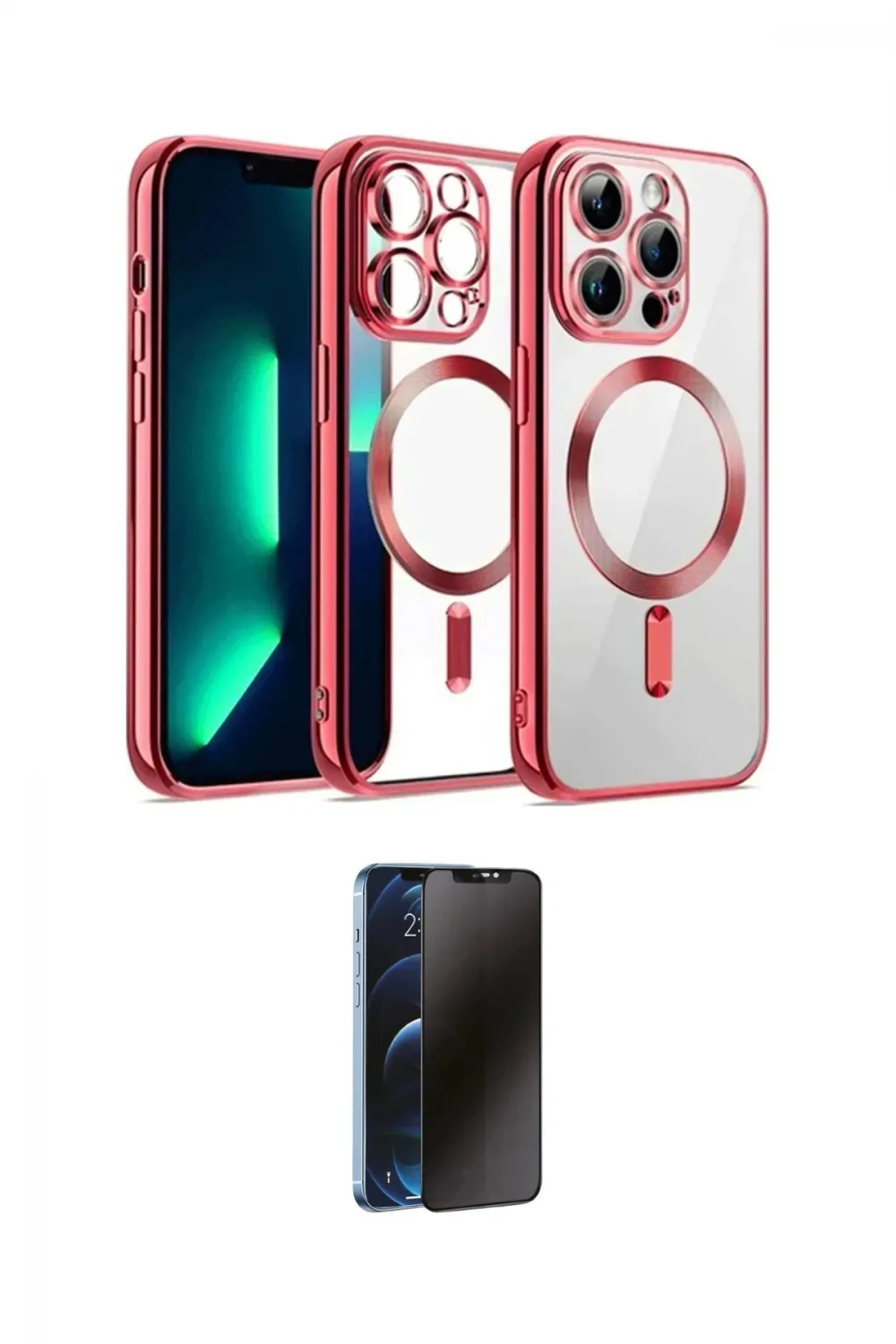 ieg™ iPhone 13 Pro Max Kılıf Nova Işık Özel Seri - Siyah 3D Antistatik Hayalet Cam Ekran Koruyucu