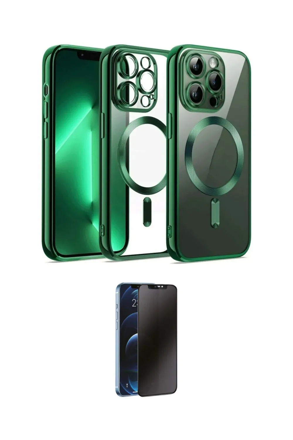 ieg™ iPhone 13 Pro Max Kılıf Nova Işık Özel Seri - Siyah 3D Antistatik Hayalet Cam Ekran Koruyucu