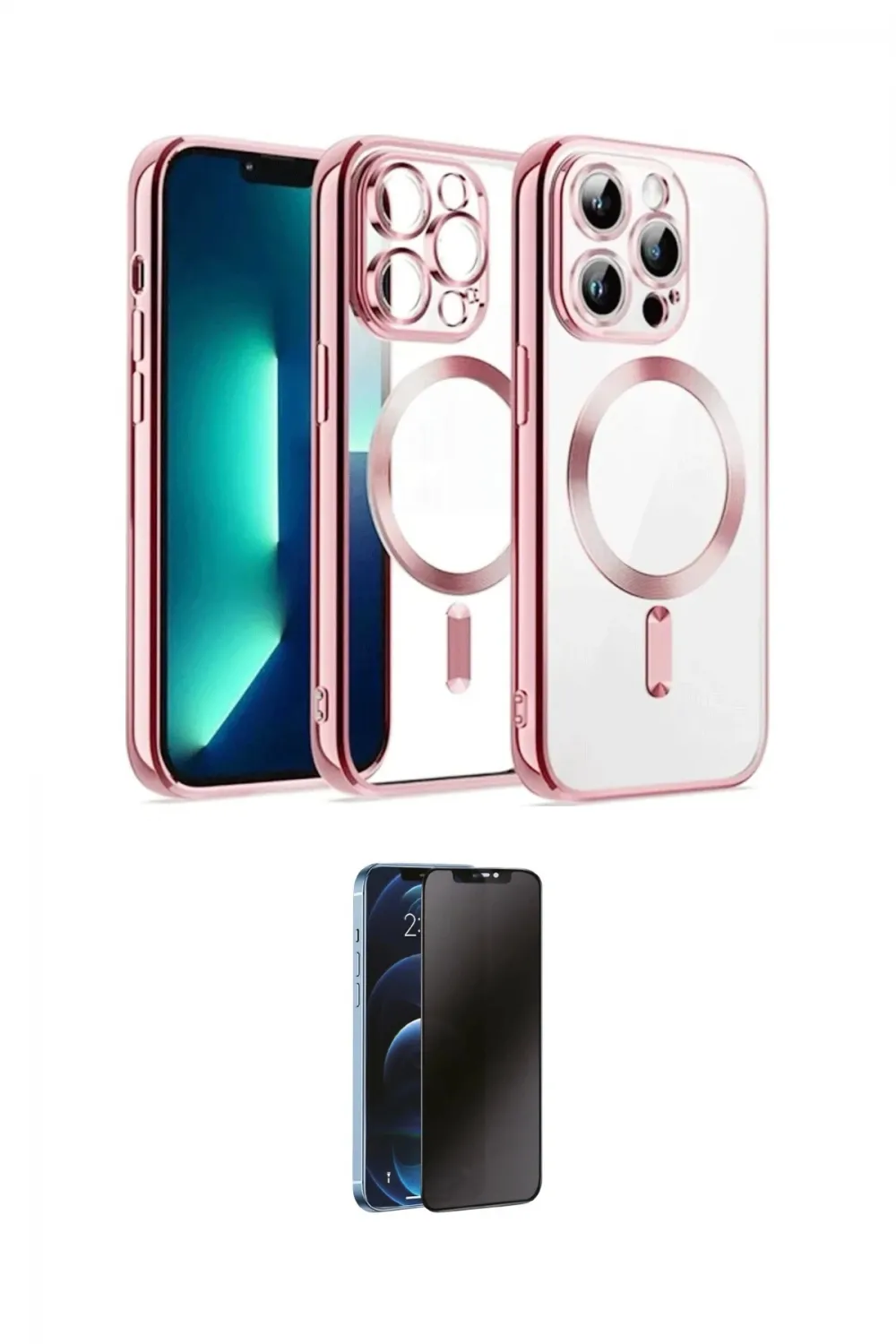 ieg™ iPhone 13 Pro Max Kılıf Nova Işık Özel Seri - Siyah 3D Antistatik Hayalet Cam Ekran Koruyucu
