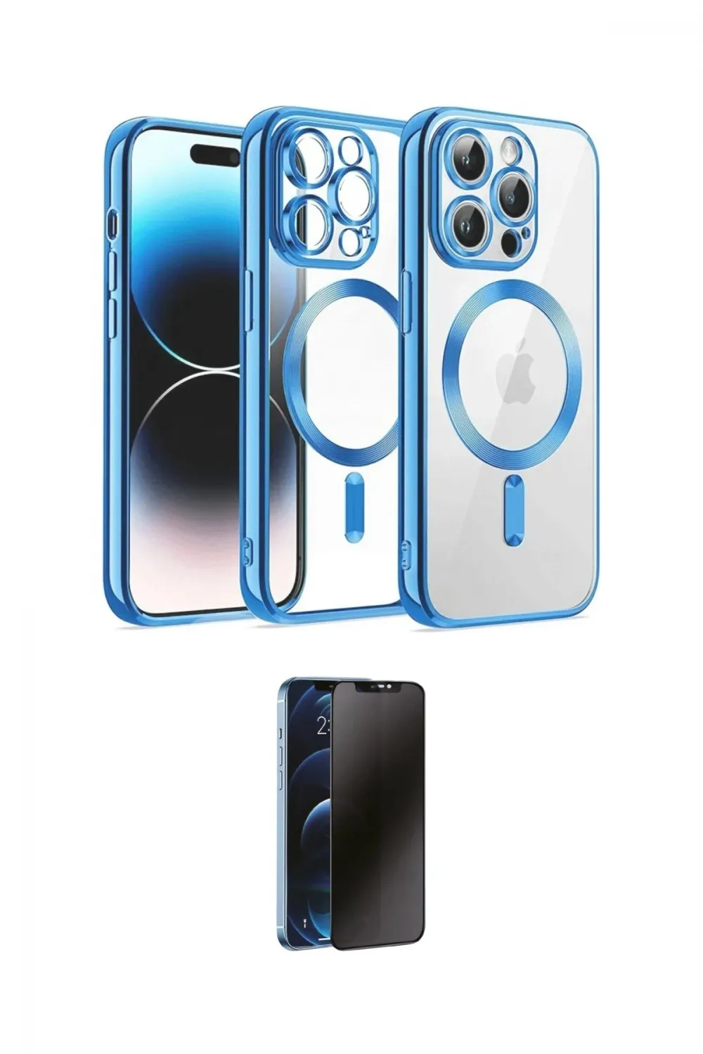 ieg™ iPhone 13 Pro Max Kılıf Nova Işık Özel Seri - Siyah 3D Antistatik Hayalet Cam Ekran Koruyucu
