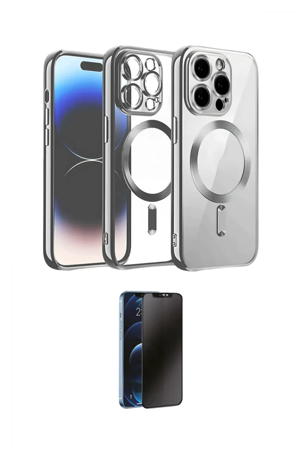 ieg™ iPhone 13 Pro Max Kılıf Nova Işık Özel Seri - Siyah 3D Antistatik Hayalet Cam Ekran Koruyucu