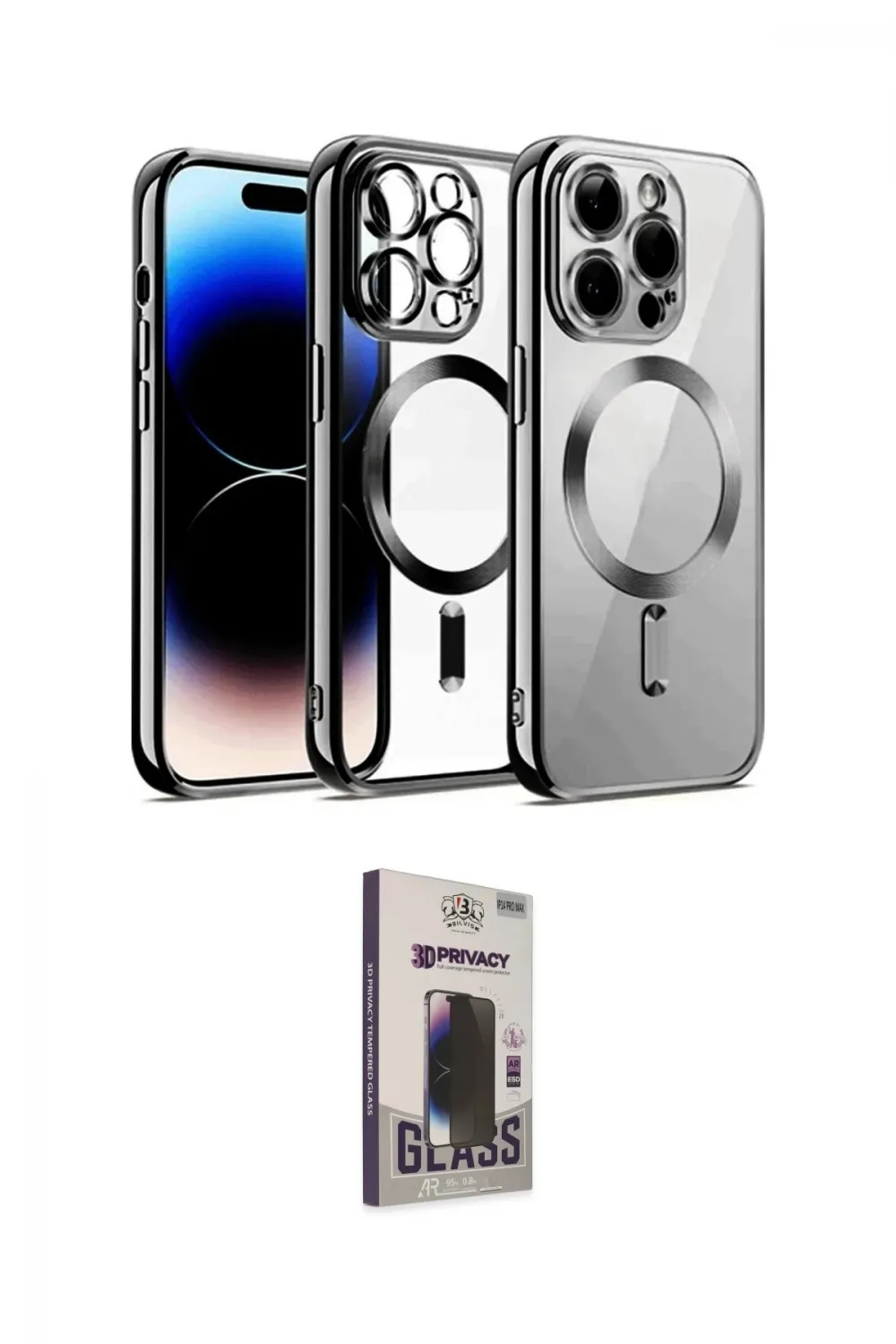 ieg™ iPhone 13 Pro Max Kılıf Nova Işık Özel Seri - Siyah Bilvis Hayalet Cam Ekran Koruyucu