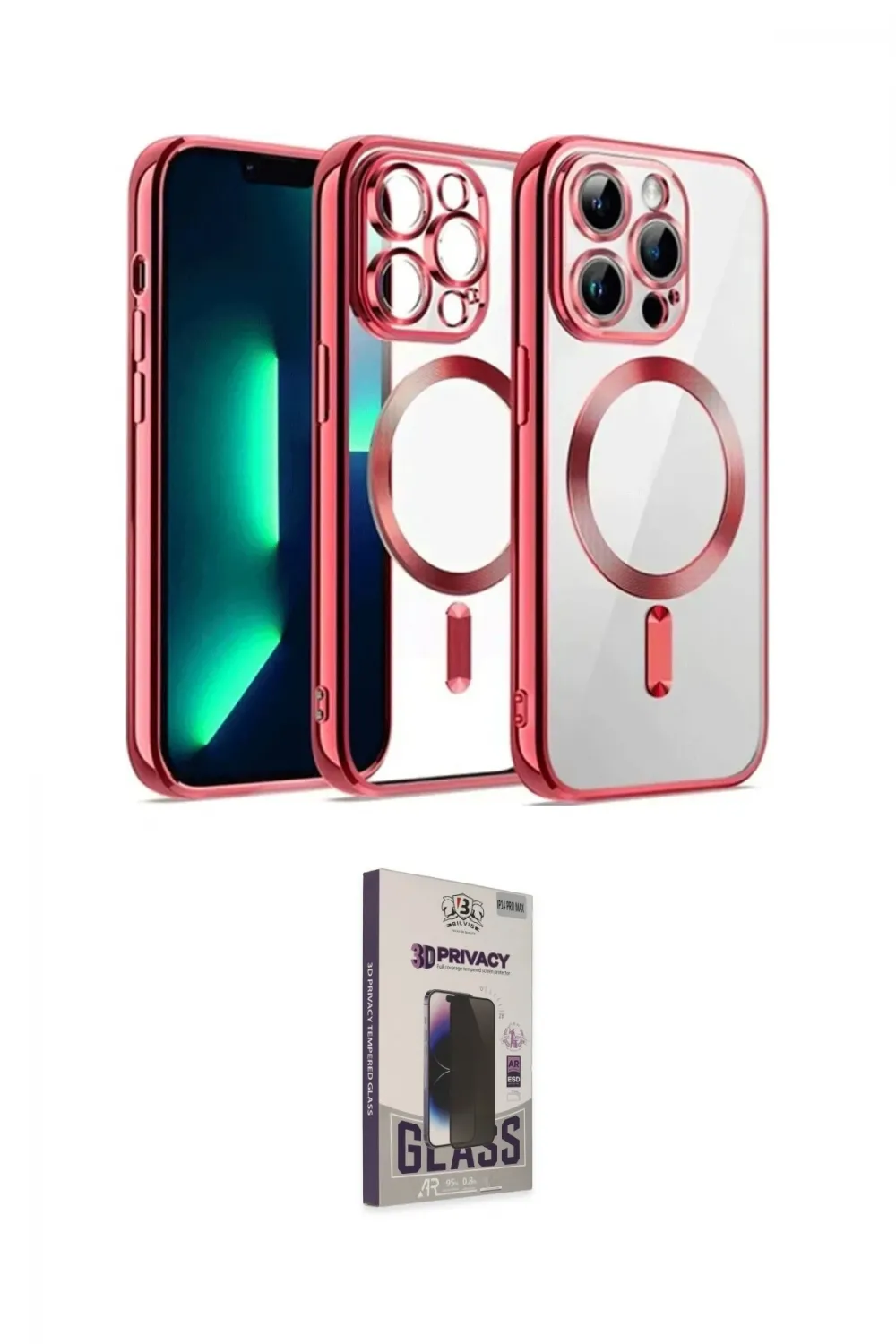 ieg™ iPhone 13 Pro Max Kılıf Nova Işık Özel Seri - Siyah Bilvis Hayalet Cam Ekran Koruyucu