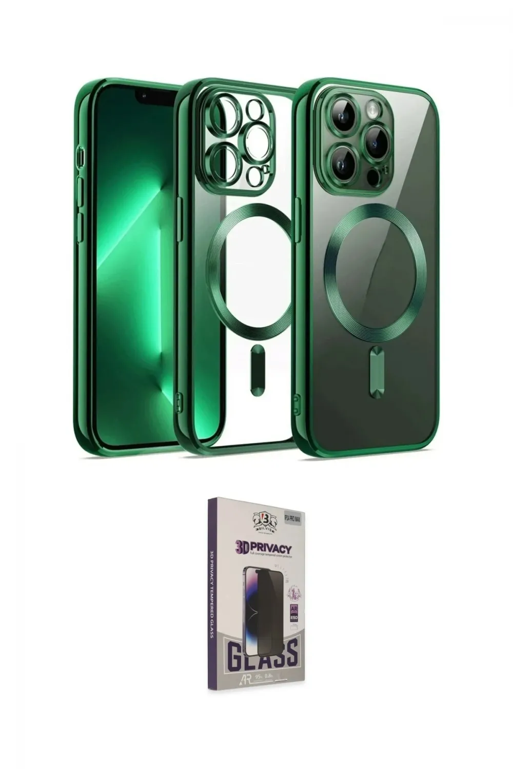 ieg™ iPhone 13 Pro Max Kılıf Nova Işık Özel Seri - Siyah Bilvis Hayalet Cam Ekran Koruyucu