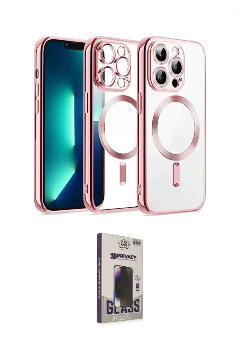 ieg™ iPhone 13 Pro Max Kılıf Nova Işık Özel Seri - Siyah Bilvis Hayalet Cam Ekran Koruyucu